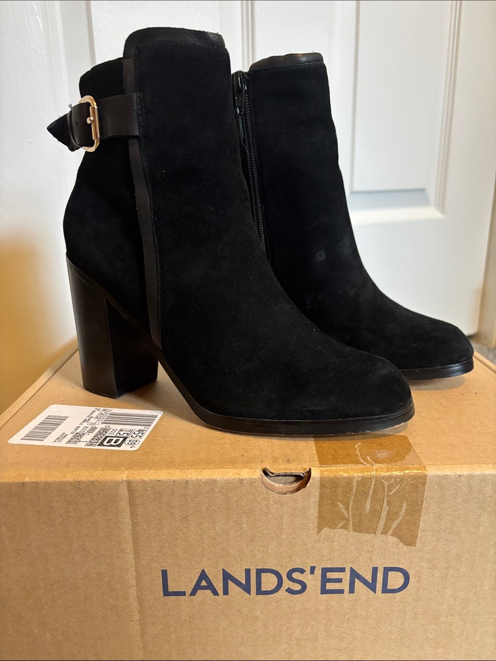 Lands' End Ankle Buckle Boot Black Ankle Boots US 6.5 Like New